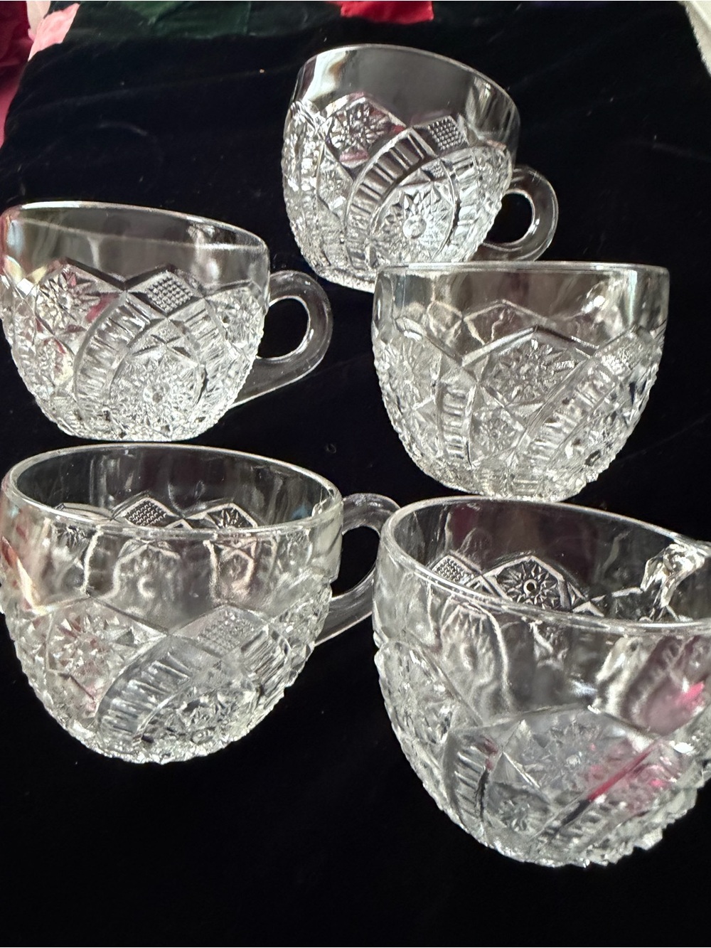 VTG Set of McKee Glass Co. Concord Clear Pressex Glass Punch Cups